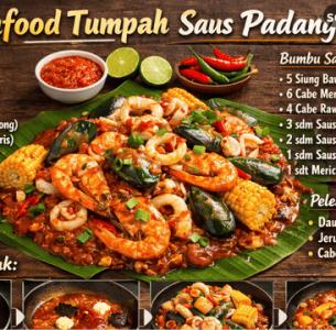 Resep Seafood Tumpah Saus Padang Viral di Medan!